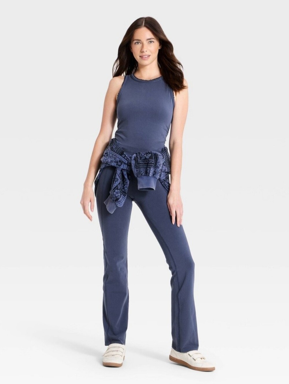 Women's Washed Jersey Lace Trim Tank Top - JoyLab Blue M - Picture 3 of 3
